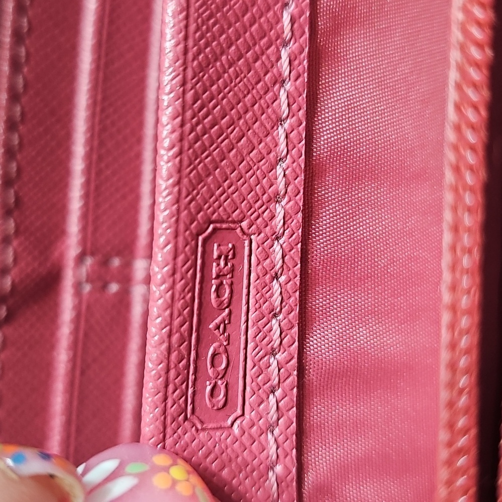 Coach Pink Leather Women's LONG ZIPPY Wallet - Picture 5 of 7